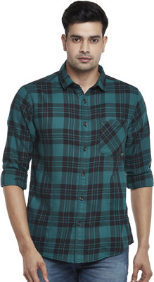 SF Jeans by Pantaloons Men Checkered Casual Blue Shirt