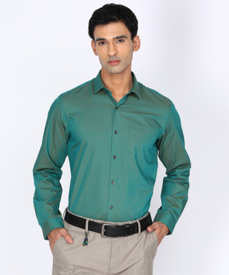 PETER ENGLAND Men Self Design Formal Green Shirt