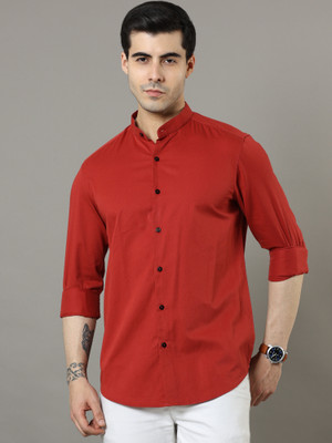 Bushirt Men Solid Casual Red Shirt