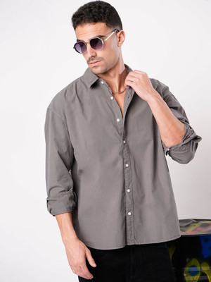 Bene Kleed Men Printed Casual Grey Shirt