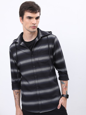 HIGHLANDER Men Checkered Casual Black Shirt