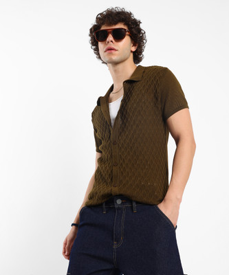 CAMPUS SUTRA Men Striped Casual Brown Shirt