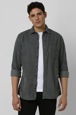 PETER ENGLAND Men Solid Casual Grey Shirt