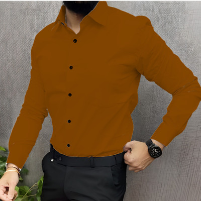 JEMI ENTERPRISE Men Solid Formal Brown Shirt