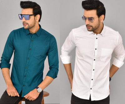 HEMS Men Solid Casual Multicolor Shirt(Pack of 2)