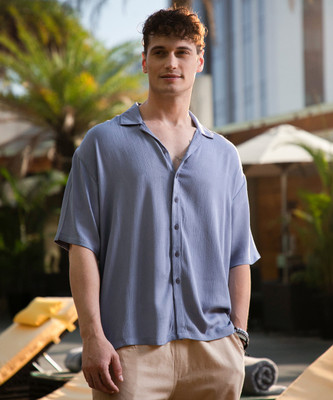 CAMPUS SUTRA Men Self Design Casual Blue Shirt