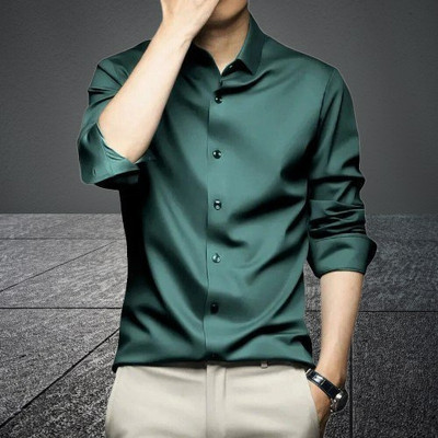 SATADHAR ENTERPRISES Men Solid Casual Green Shirt