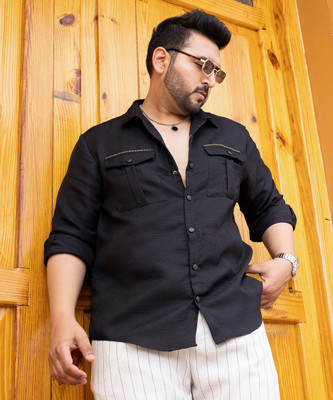 Instafab Plus Men Printed Casual Black Shirt