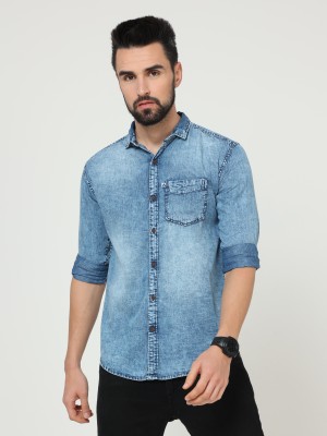 ALLWIN PAUL Men Solid Casual Blue Shirt