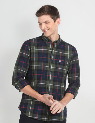 U.S. Polo Assn. Denim Co. Men Checkered Casual Green Shirt