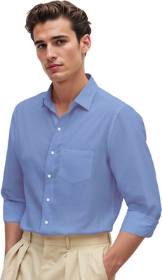 FR Men Solid Formal Yellow Shirt