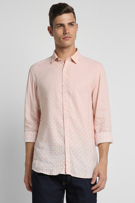 PETER ENGLAND Men Printed Casual Pink, White Shirt