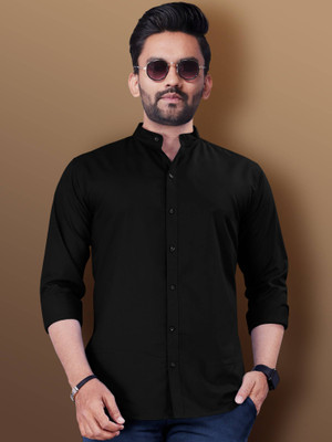 Selinta Men Solid Casual Black Shirt
