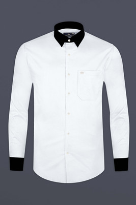 HOC Men Solid Formal White Shirt