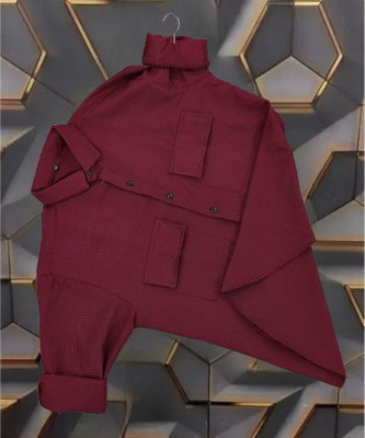 SHFASHION Men Solid Casual Pink Shirt