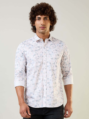 Tim Paris Men Printed Casual Pink Shirt