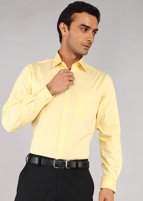 Raymond Men Solid Formal Yellow Shirt