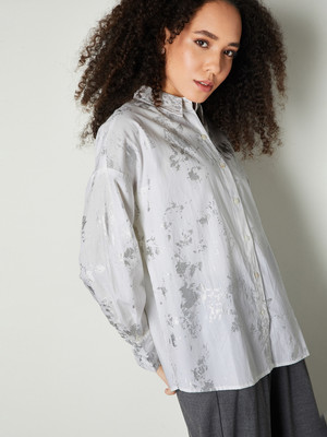 MAX Women Printed Casual White Shirt