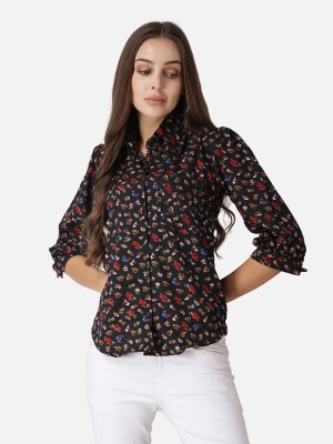 Cation Women Printed Casual Black Shirt