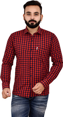 Marc Laurent Men Checkered Casual Maroon Shirt