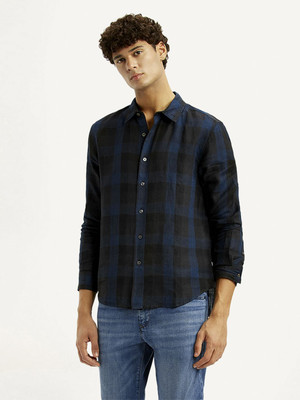 LEVI'S Men Checkered Casual Dark Blue Shirt