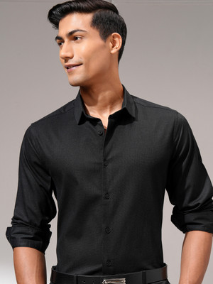 HIGHLANDER Men Solid Formal Black Shirt