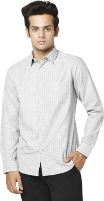 Byford by Pantaloons Men Striped Casual Grey Shirt