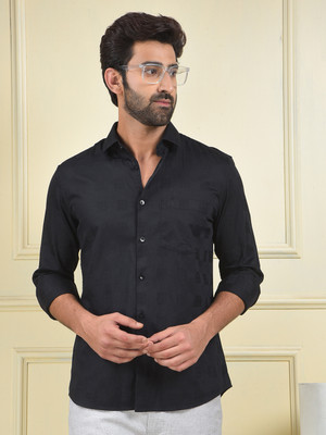 CRIMSOUNE CLUB Men Self Design Casual Black Shirt