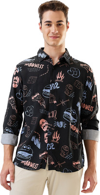 Spykar Men Printed Casual Grey Shirt