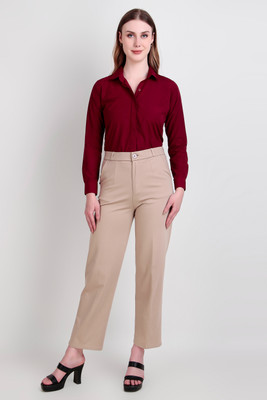 RARE CAMEL Women Solid Casual Maroon Shirt