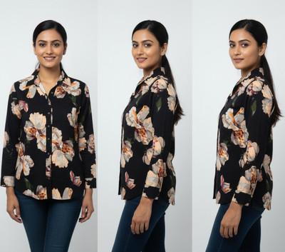 jbnshirts Women Printed Casual Black Shirt