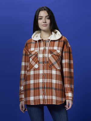 Pepe Jeans Women Checkered Casual Brown Shirt