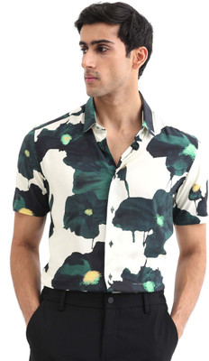 RARE RABBIT Men Printed Casual Green Shirt