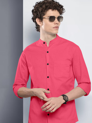 JUHIL BAZAR Men Solid Casual Pink Shirt