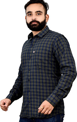 Shreyash Trend Men Solid Casual Green, Dark Blue Shirt