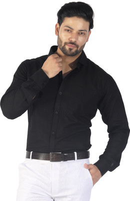 BBM MILLS Men Solid Casual Black Shirt