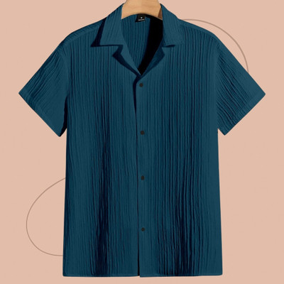 Dharamraj Fashion Men Self Design, Striped Casual Blue Shirt