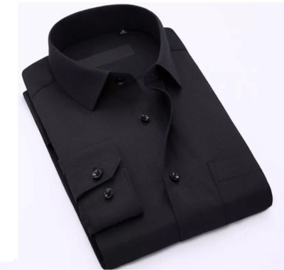 VARANI CREATION Men Solid Casual Black Shirt
