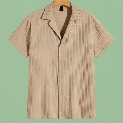 Dharamraj Fashion Men Self Design Casual Cream Shirt