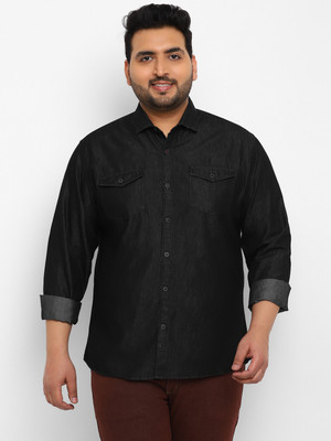 Urbano Plus Men Solid Casual Black Shirt