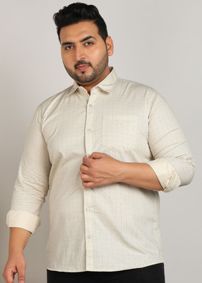 Sztori Men Printed Casual Cream Shirt