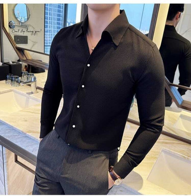 Viradha Men Self Design Casual Black Shirt