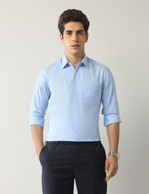 ARROW Men Striped Formal Blue Shirt