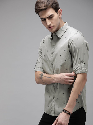 Roadster Men Printed Casual Grey Shirt