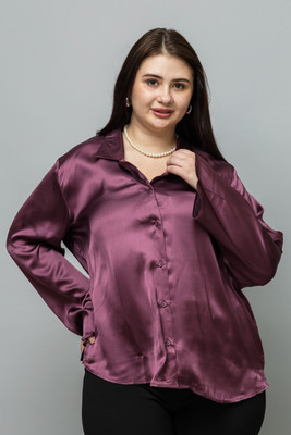 PURYS Women Solid Casual Purple Shirt