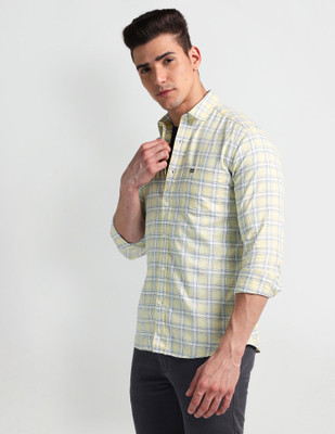 Arrow Sport Men Checkered Casual Blue, Yellow, White Shirt