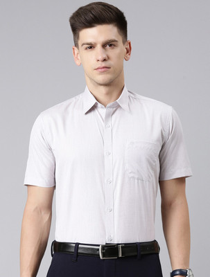 Chennis Men Solid Formal White Shirt