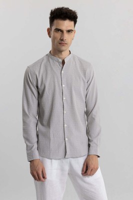 Snitch Men Self Design Casual Grey Shirt