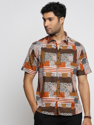 Showoff Men Printed Casual Brown Shirt