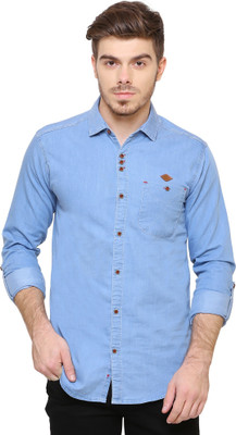 KUONS AVENUE Men Solid Casual Blue Shirt